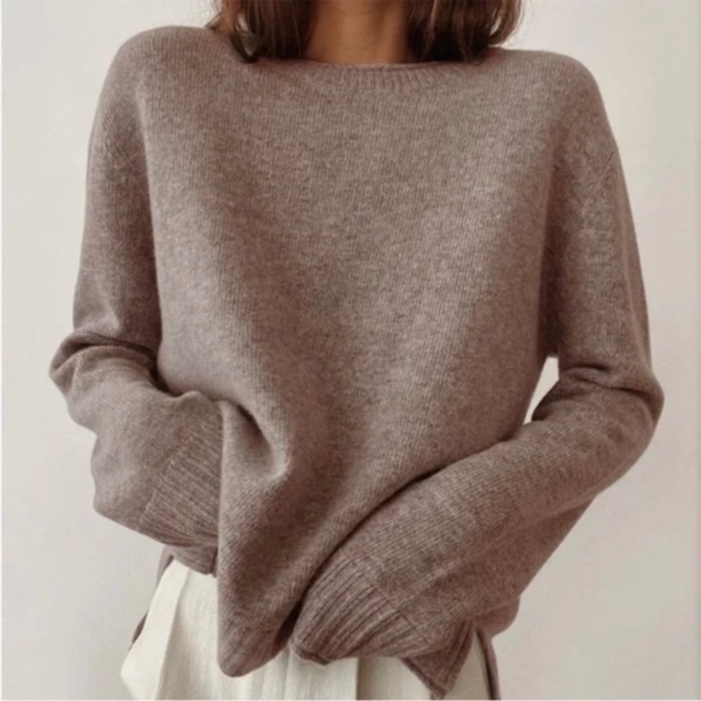 JENNI KAYNE  Everyday Sweater in Taupe Wool & Cashmere Blend XS